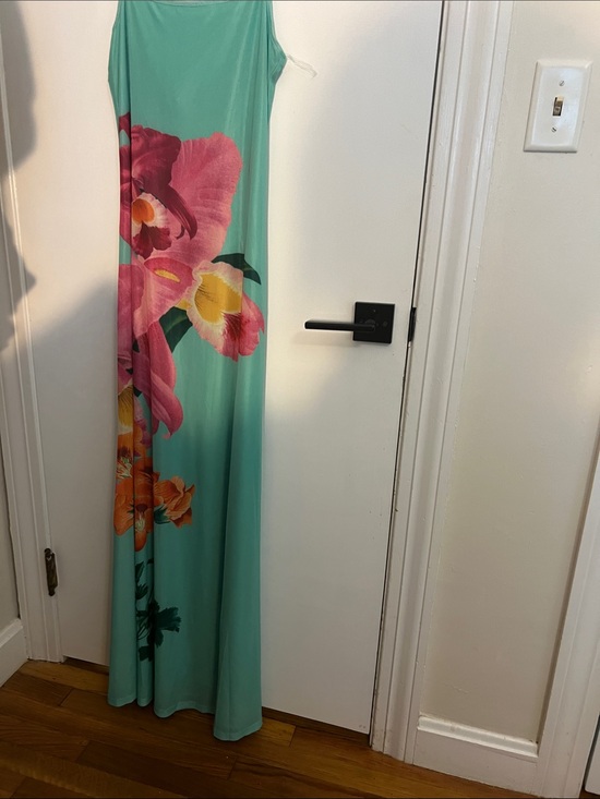 Peppermayo Dresses & Skirts - Peppermayo Teal Maxi Dress with Pink & Orange Floral Accents